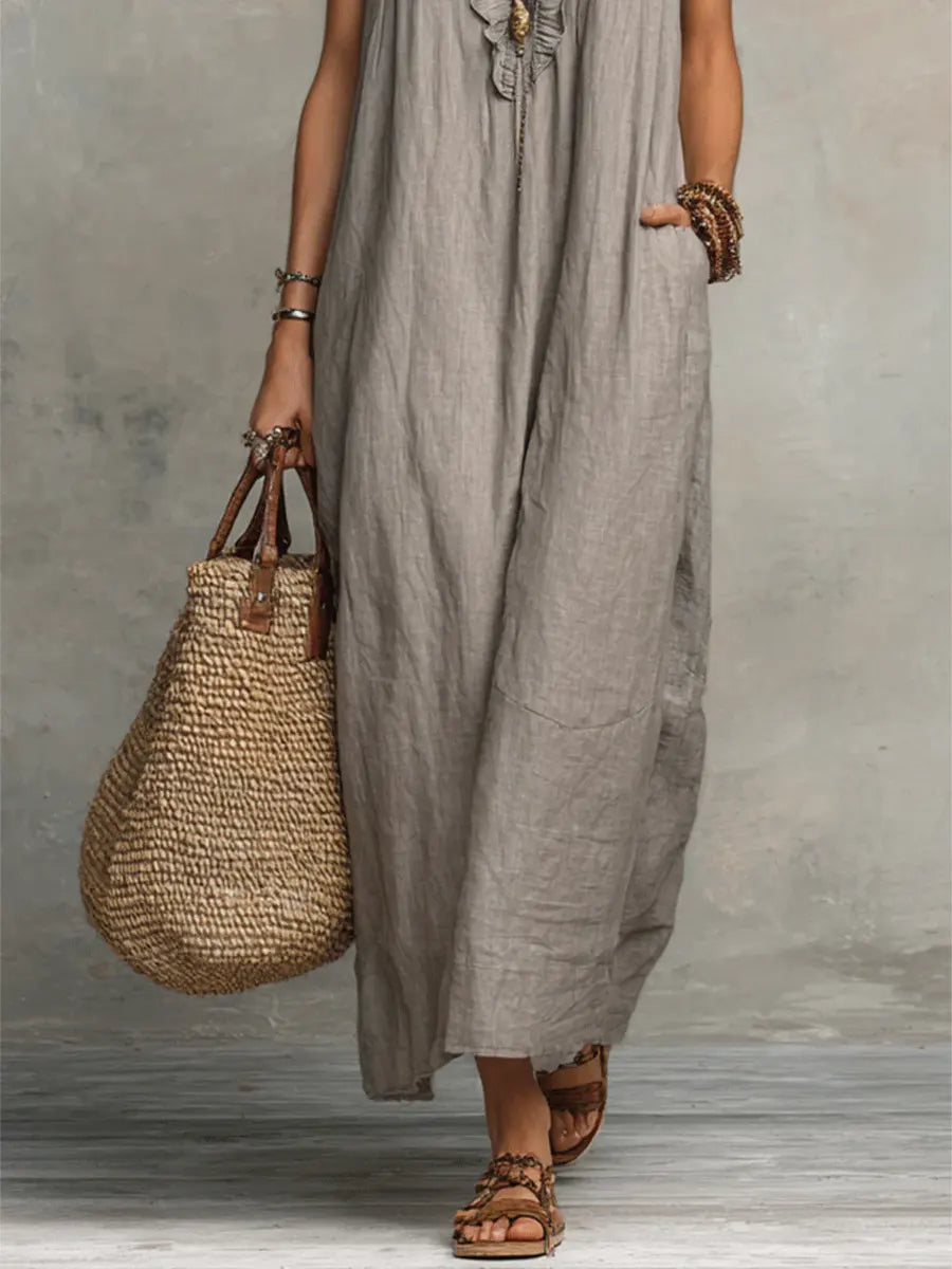 Xanthe | Damen V-Ausschnitt Rüschen Maxikleid